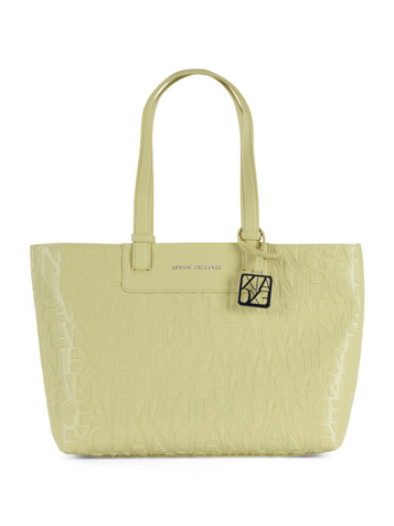 GIALLO | Borsa shopping con motivo logo impresso