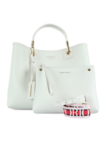 BIANCO | Borsa a mano effetto martellato MyEA Large