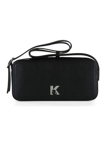 NERO | Borsa a spalla con placca logo frontale