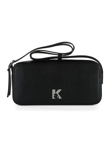 NERO | Borsa a spalla con placca logo frontale