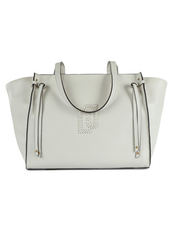 PANNA | Borsa Tote Large effetto martellato con ricamo logo