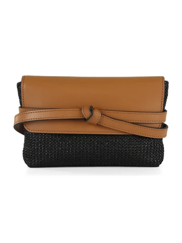 NERO | Pochette in paglia e pelle BELTY Mini