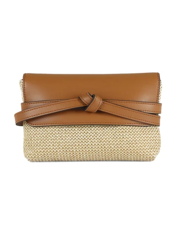 BEIGE | Pochette in paglia e pelle BELTY Mini