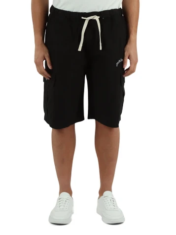 NERO | Bermuda cargo loose fit in cotone con ricamo logo