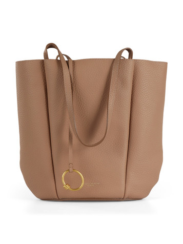 MARRONE CHIARO | Borsa shopping LILY in pelle grana maxi