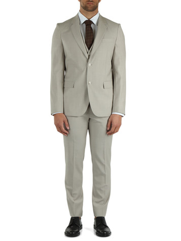 GRIGIO CHIARO | Abito tre pezzi slim fit in lana vergine TIESSE Biella