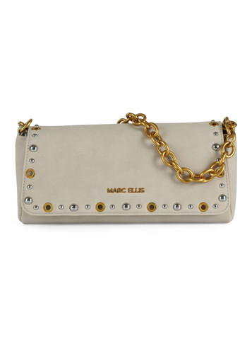 BEIGE | Borsa a spalla DAISY con dettagli in metallo