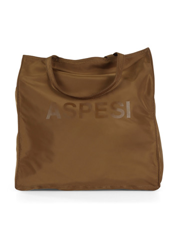 MARRONE CHIARO | Borsa shopping in nylon riciclato water repellent