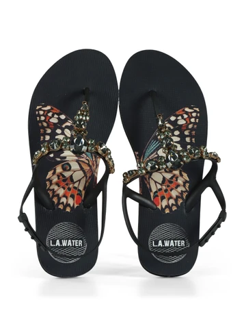 NERO | Sandali in gomma con pietre decorative