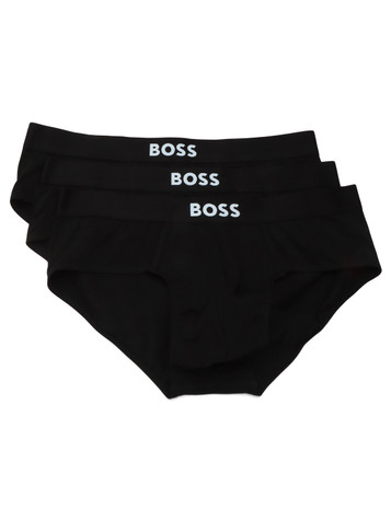 NERO | Il set BOSS ONE comprende tre paia di slip in cotone organico stretch