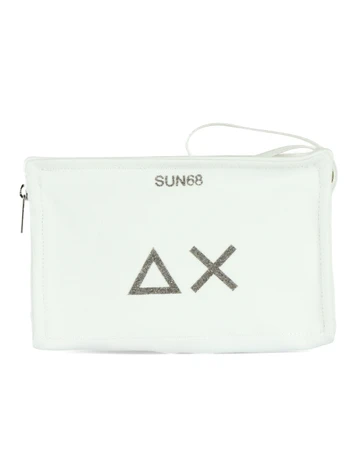 BIANCO | BEACH: Beauty case in canvas con stampa logo glitterata