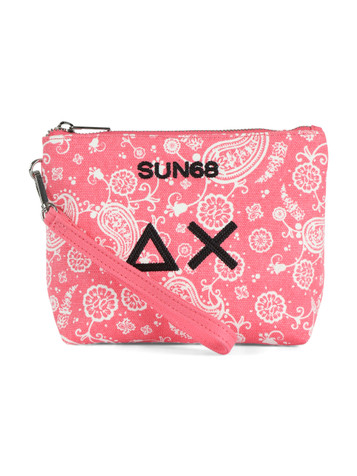 ROSA | BEACH: Mini pochette stampata in canvas