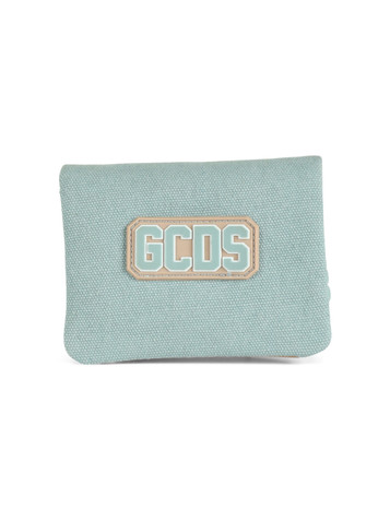 AZZURRO | Portafoglio in tessuto ed ecopelle con patch logo