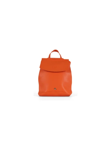 ARANCIONE | Zaino effetto martellato con placca logo