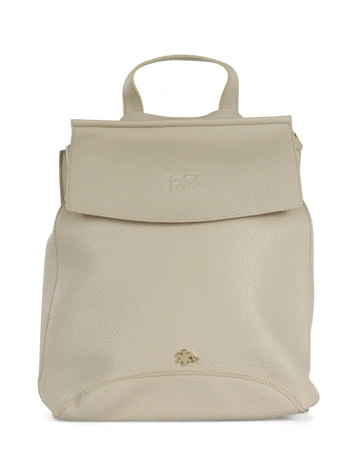 BEIGE | Zaino effetto martellato con placca logo