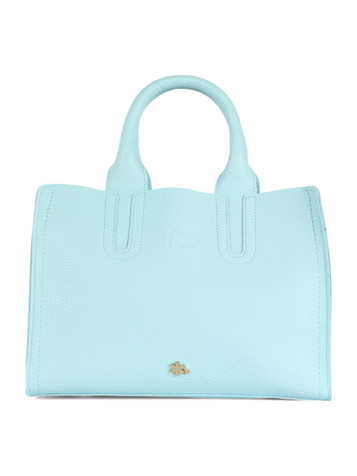 CELESTE | Borsa a mano media effetto martellato con logo impresso
