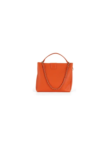 ARANCIONE | Borsa a mano effetto martellato con logo impresso