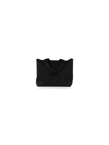 NERO | Borsa shopping in tessuto a costine con stampa logo
