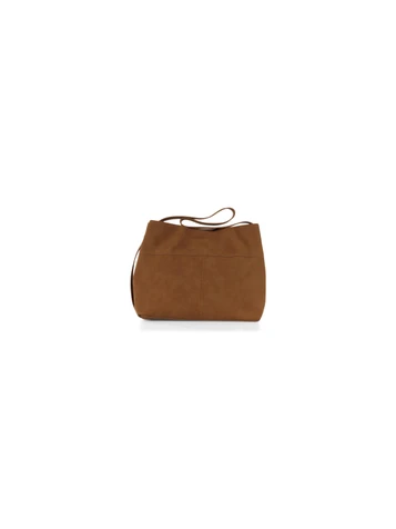 CUOIO | Borsa a spalla effetto suede con logo impresso