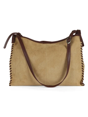 CAMMELLO | Borsa a spalla in ecosuede con inserti a contrasto