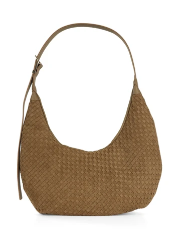 KAKI | Borsa a mezzaluna in ecosuede intrecciato