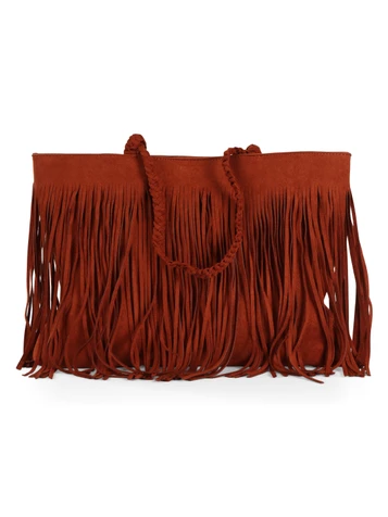 RUGGINE | Borsa a spalla in ecosuede con frange
