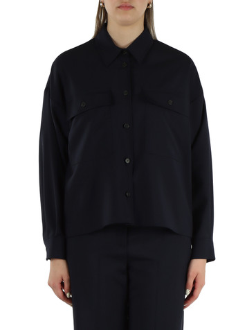 BLU SCURO | Overshirt MULINO in tela di lana vergine