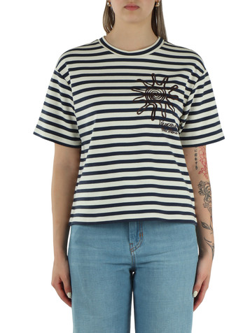 A RIGHE | T-shirt in cotone interlock SABATO con ricamo frontale