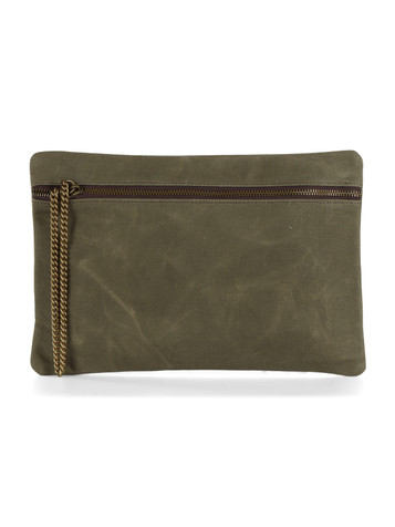 VERDE MILITARE | Pochette in canvas effetto vintage