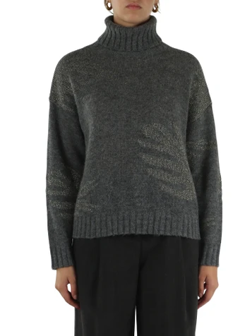 GRIGIO | Maglia collo alto in misto lana e alpaca