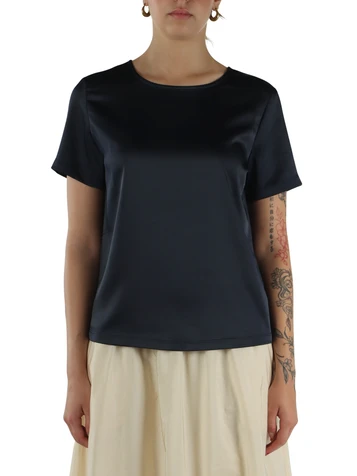 BLU SCURO | T-shirt girocollo in satin GILBERT