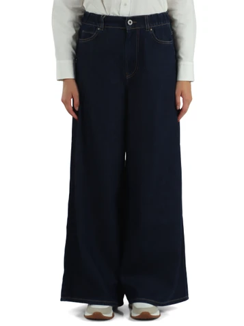 BLU SCURO | Pantaloni jeans gamba larga ZATTERA
