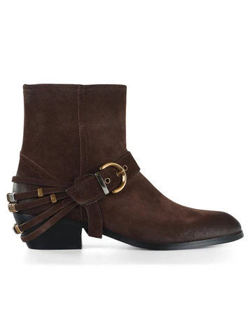 MARRONE | Stivaletti in suede JANE 07 con dettaglio rimovibile