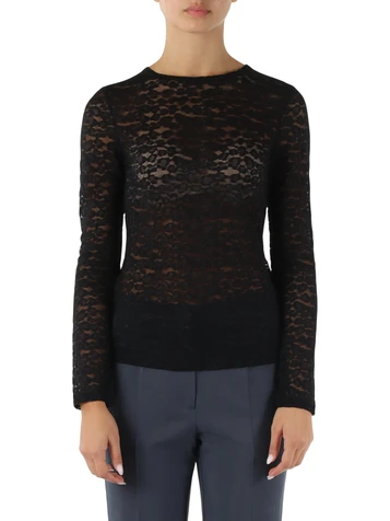 NERO | SPORT: Top manica lunga in pizzo AUTORE