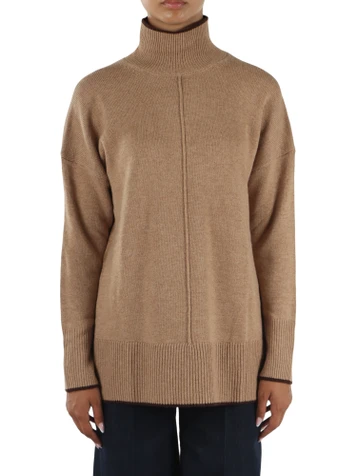 CAMMELLO | Maglia collo a lupetto in misto lana e cashmere
