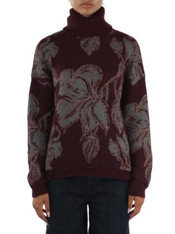 BORDEAUX | Maglia collo alto in misto lana e alpaca