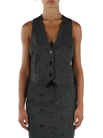 GRIGIO SCURO | Gilet in misto viscosa con paillettes