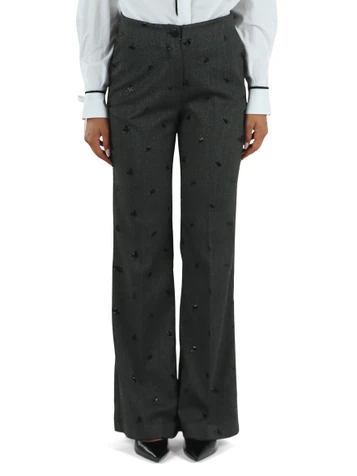 GRIGIO SCURO | Pantaloni in misto viscosa con paillettes