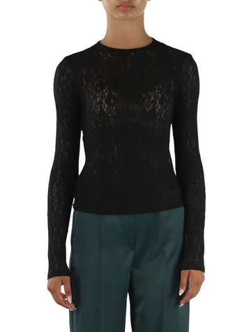 NERO | T-shirt manica lunga in pizzo stretch MADRE