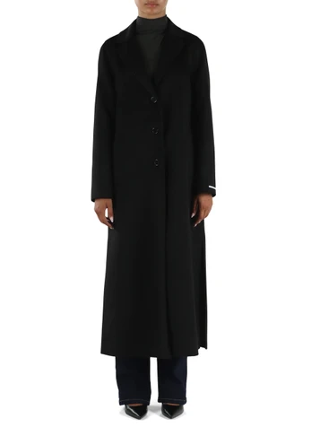 NERO | Cappotto lungo in panno double ACCIUGA