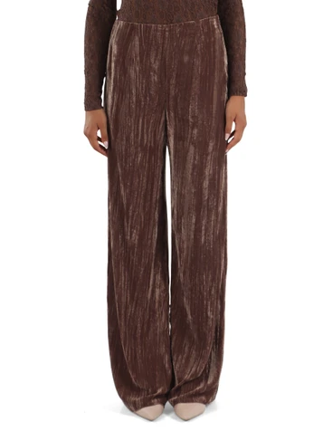 MARRONE | Pantalone gamba larga in velluto CRISMA