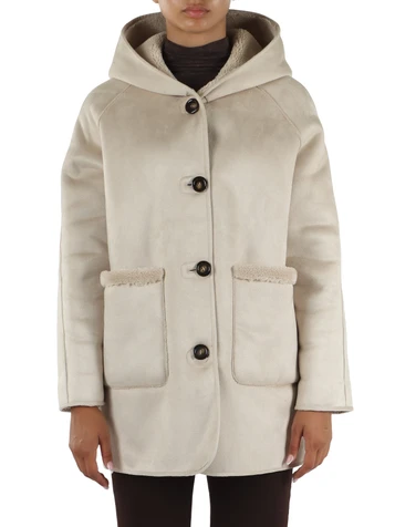 avorio | Giaccone reversibile in eco suede OTTONE