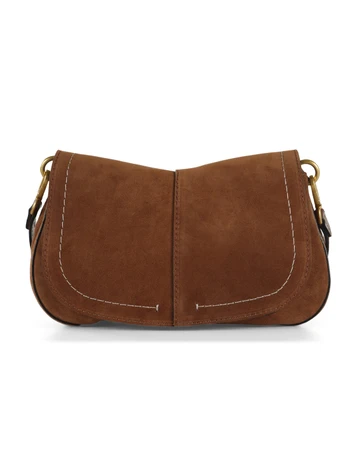 MARRONE CHIARO | Borsa a spalla in suede HELENA ROUND Small