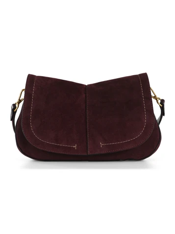 MERLOT | Borsa a spalla in suede HELENA ROUND Small