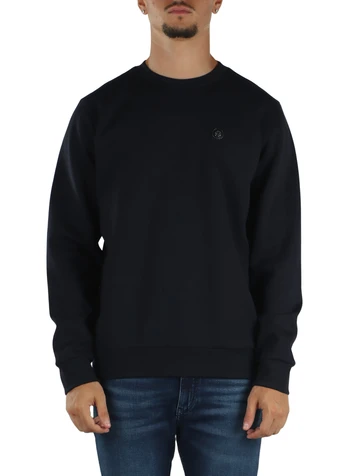 BLU SCURO | Felpa girocollo in misto cotone con patch logo