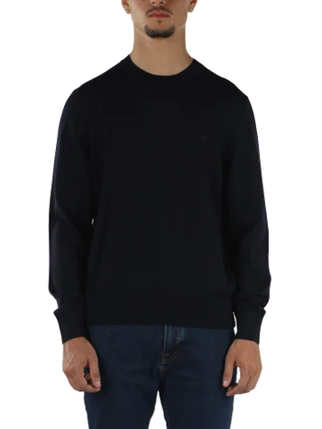 BLU SCURO | Maglia girocollo in lana vergine merino extrafine