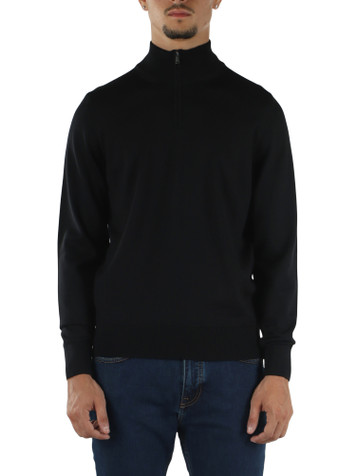 NERO | Maglia mezza zip in lana vergine merino extrafine