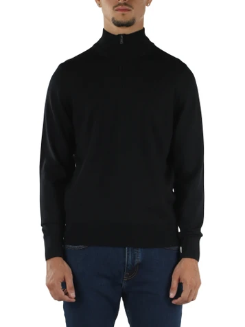 NERO | Maglia mezza zip in lana vergine merino extrafine