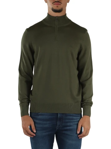 VERDE | Maglia mezza zip in lana vergine merino extrafine