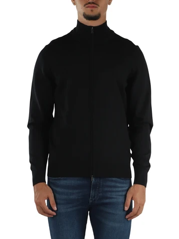 NERO | Cardigan con zip in lana vergine merino extrafine